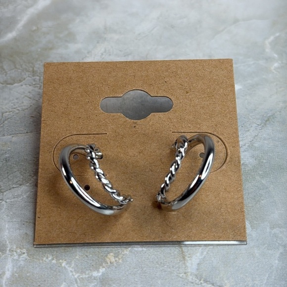 Elegant Silver Hoop Earrings - Picture 5 of 5